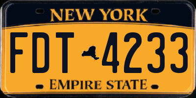 NY license plate FDT4233