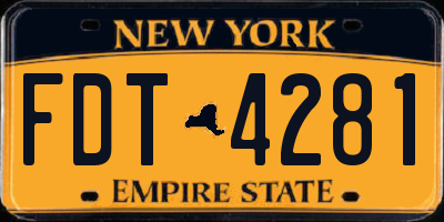NY license plate FDT4281