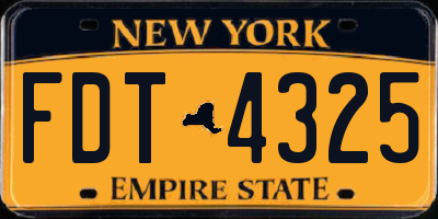 NY license plate FDT4325