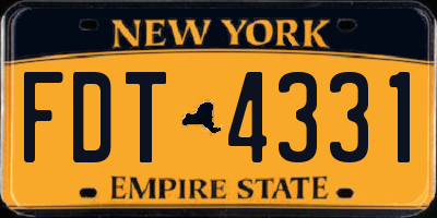 NY license plate FDT4331