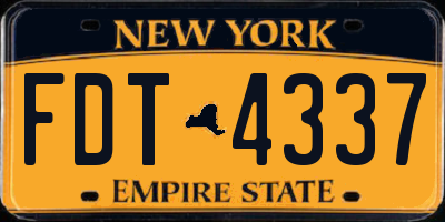 NY license plate FDT4337