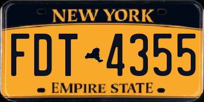 NY license plate FDT4355