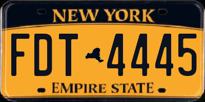 NY license plate FDT4445