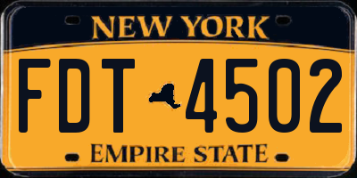 NY license plate FDT4502