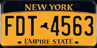 NY license plate FDT4563