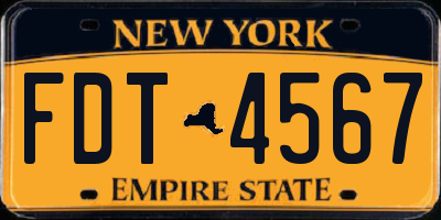 NY license plate FDT4567