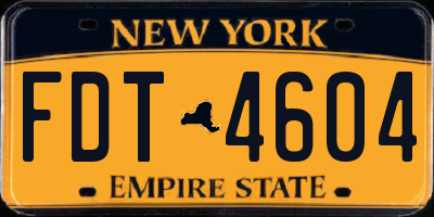 NY license plate FDT4604