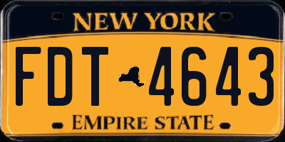 NY license plate FDT4643