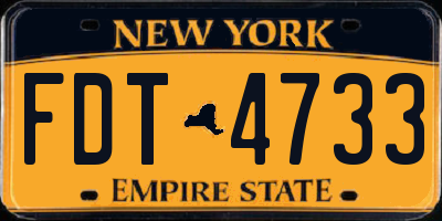 NY license plate FDT4733