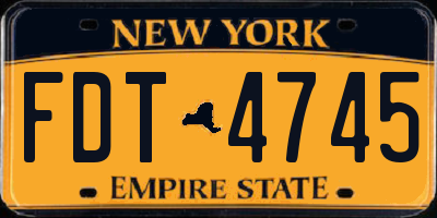 NY license plate FDT4745