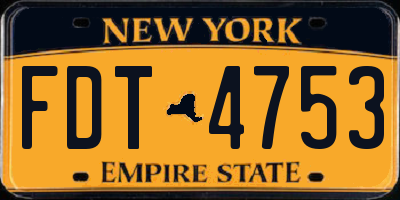 NY license plate FDT4753