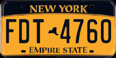 NY license plate FDT4760