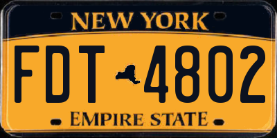 NY license plate FDT4802