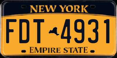 NY license plate FDT4931