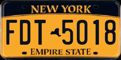 NY license plate FDT5018
