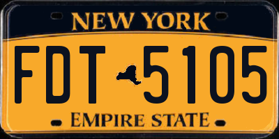 NY license plate FDT5105