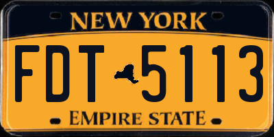 NY license plate FDT5113
