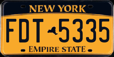 NY license plate FDT5335