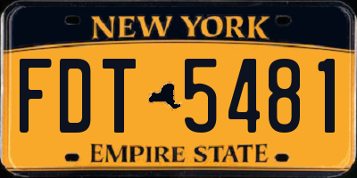 NY license plate FDT5481