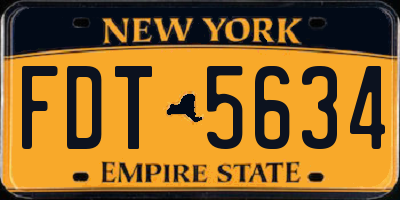 NY license plate FDT5634