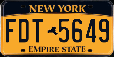 NY license plate FDT5649