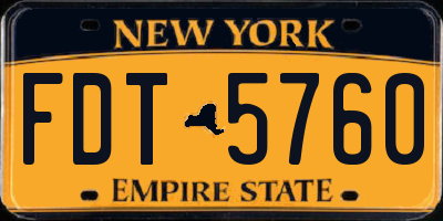 NY license plate FDT5760