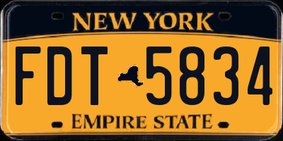 NY license plate FDT5834