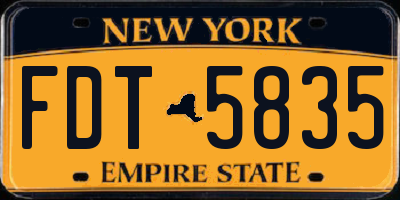NY license plate FDT5835