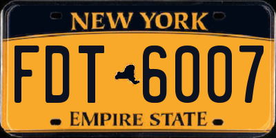 NY license plate FDT6007
