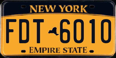 NY license plate FDT6010