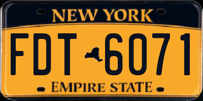 NY license plate FDT6071