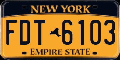NY license plate FDT6103