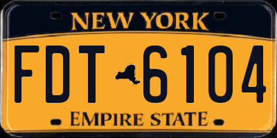NY license plate FDT6104