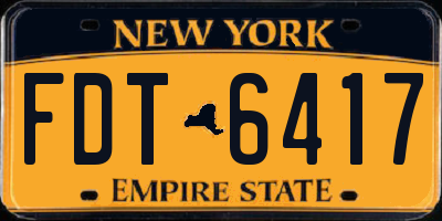 NY license plate FDT6417