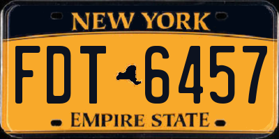 NY license plate FDT6457