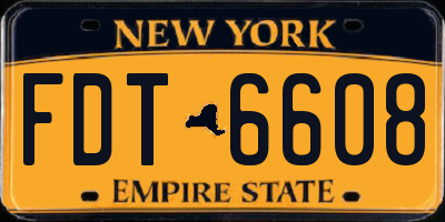 NY license plate FDT6608