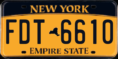 NY license plate FDT6610
