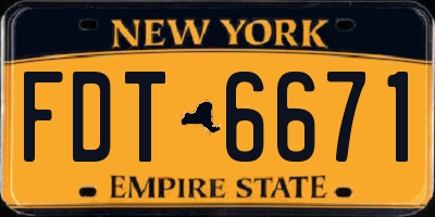 NY license plate FDT6671