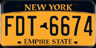NY license plate FDT6674