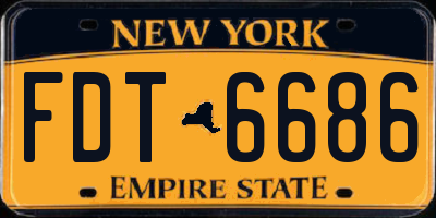 NY license plate FDT6686