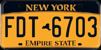 NY license plate FDT6703