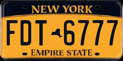 NY license plate FDT6777