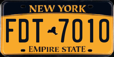 NY license plate FDT7010