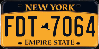 NY license plate FDT7064