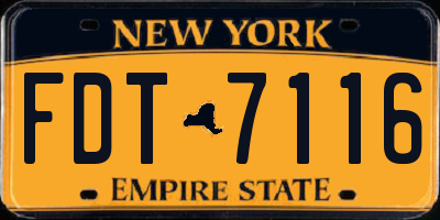 NY license plate FDT7116