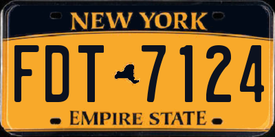 NY license plate FDT7124