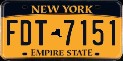 NY license plate FDT7151
