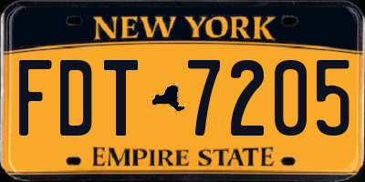 NY license plate FDT7205