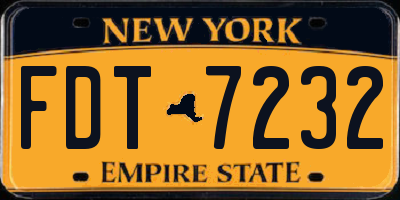 NY license plate FDT7232