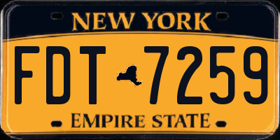 NY license plate FDT7259